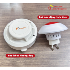 Combo Còi tích điện + Báo Khói không dây Motech